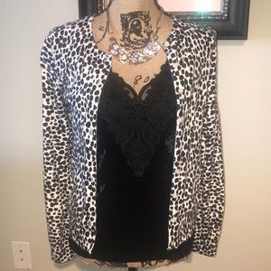 Old Navy Snow Leopard print cardigan!